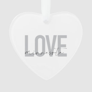 Simple, modern, urban, cool design Love Minnesota Ornament