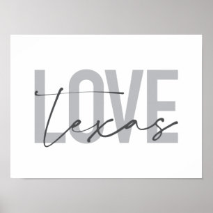 Simple, modern, urban, cool design Love Texas Poster