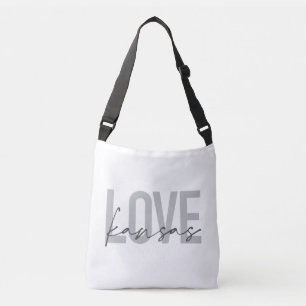 Simple, modern, urban, cool design of Love Kansas Crossbody Bag
