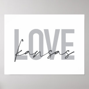 Simple, modern, urban, cool design of Love Kansas Poster