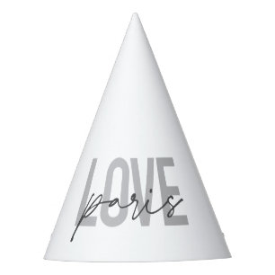 Simple, modern, urban, cool design of Love Paris Party Hat