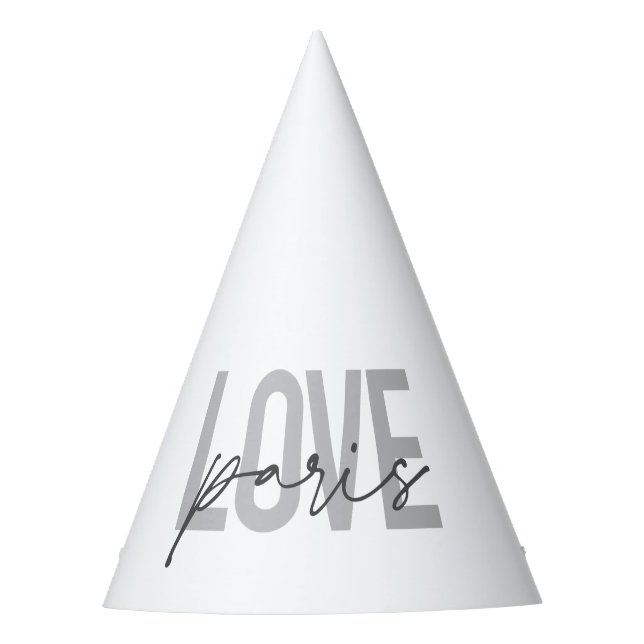 Simple, modern, urban, cool design of Love Paris Party Hat (Front)