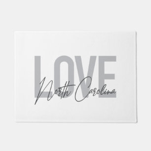 Simple, modern, urban design Love North Carolina Doormat