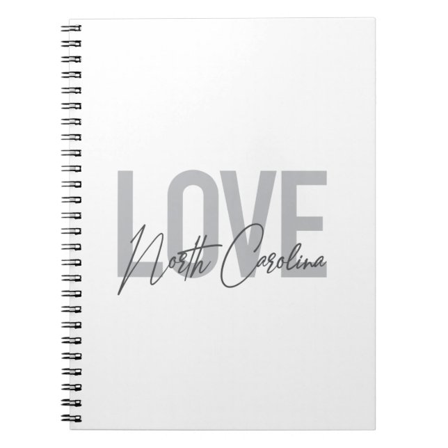 Simple, modern, urban design Love North Carolina Notebook (Front)