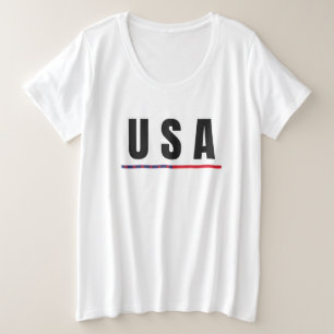 Simple Modern USA America Art Letter Flag Souvenir Plus Size T-Shirt