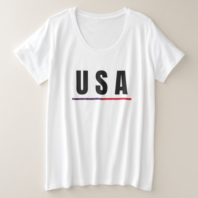 Simple Modern USA America Art Letter Flag Souvenir Plus Size T-Shirt (Design Front)