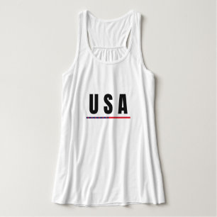 Simple Modern USA America Art Letter Flag Souvenir Singlet