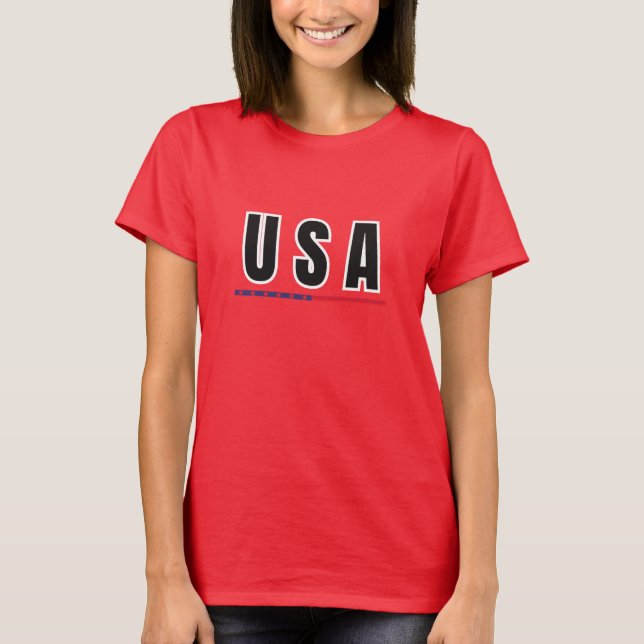 Simple Modern USA America Art Letter Flag Souvenir T-Shirt (Front)