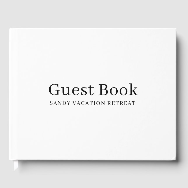 Simple Modern Vacation Rental Guest Book | White (Front)
