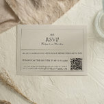 Simple & Modern Vintage Label QR-code RSVP Card<br><div class="desc">This simple design seamlessly blends vintage charm with modern convenience. The inclusion of a QR code streamlines the RSVP process, allowing your guests to respond effortlessly. The classic label design complements a variety of wedding themes, offering a touch of nostalgia with contemporary efficiency. Personalise this card to make your RSVP...</div>