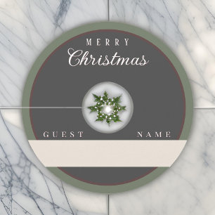 Simple Modern Vintage Typography Merry Christmas Wine Glass Tag