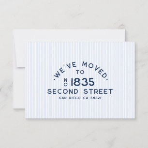 Simple Modern Vintage We've Moved Address Blue Announcement