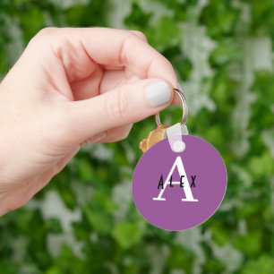 Simple Modern Violet Purple Monogram Name Initial Key Ring
