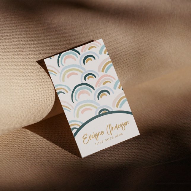 Simple Modern Watercolor Abstract Rainbow Boho  Business Card (Creator Uploaded)