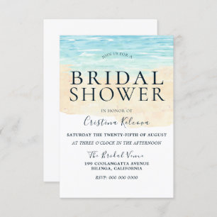 Simple Modern Watercolor Beach Bridal Shower Invitation