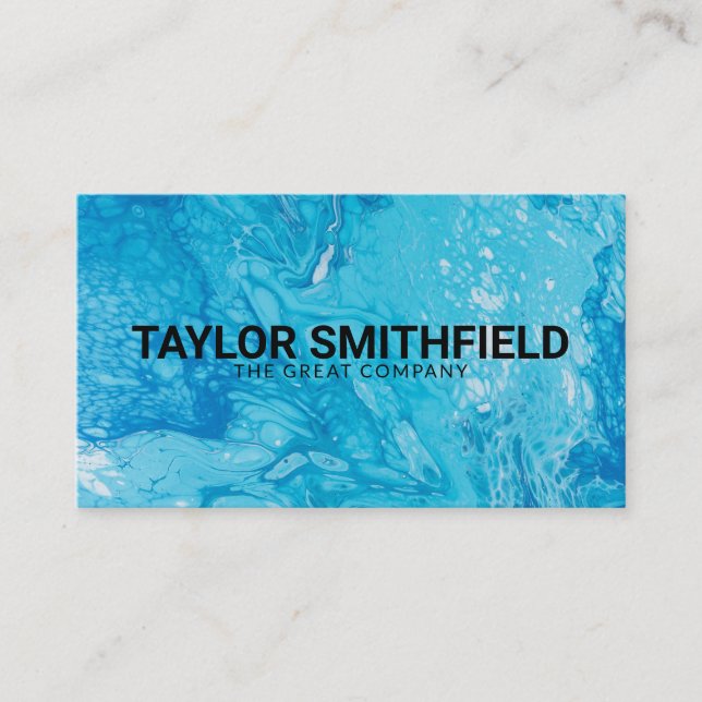 Simple Modern Watercolor Blue Pink Painting Busine Business Card (Front)