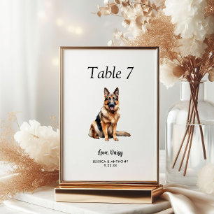 Simple Modern Watercolor Dog Wedding Table Number