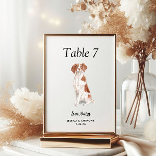 Simple Modern Watercolor Dog Wedding Table Number
