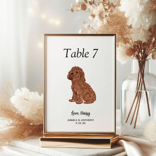 Simple Modern Watercolor Dog Wedding  Table Number