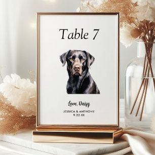Simple Modern Watercolor Dog Wedding  Table Number
