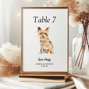 Simple Modern Watercolor Dog Wedding  Table Number