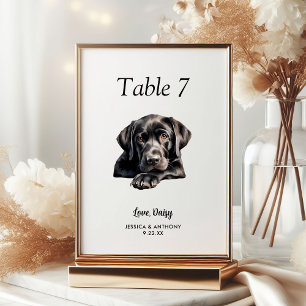 Simple Modern Watercolor Dog Wedding Table Number