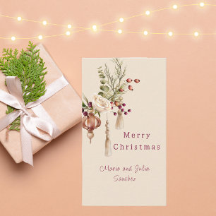 Simple Modern Watercolor Floral Christmas Card