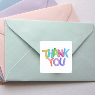 Simple Modern Watercolor Thank You Square Sticker