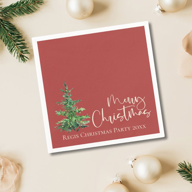 Simple Modern Watercolor Tree Christmas Party Napkin (Simple Modern Watercolor Tree Christmas Party Napkins)
