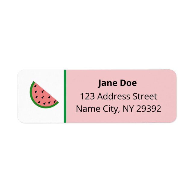 Simple Modern Watermelon Slice Mail Address Label (Front)