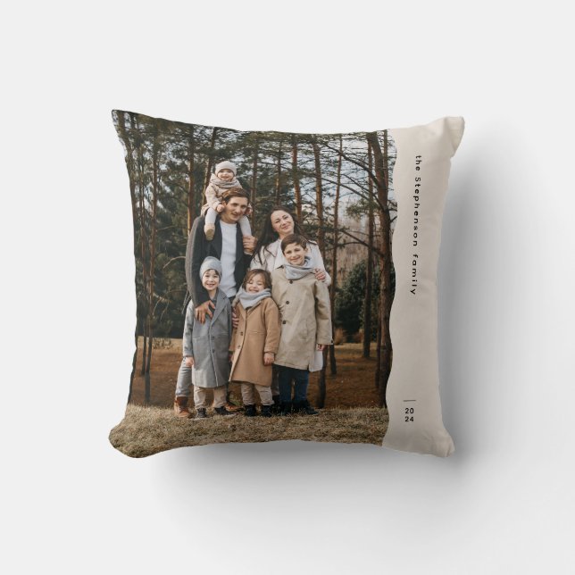 Simple modern wavy edge one photo neutral cushion (Front)