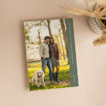 Simple modern wavy edge sage green photo save the date<br><div class="desc">Simple but stylish, this save the date features a trendy modern wavy edge along with simple typography for your wedding details. With one large photo on the front and another on the back, it's a great way to show off your engagement photos. The edge and back are sage green with...</div>