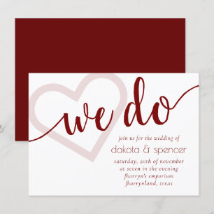 Simple Modern We Do   Candy Red Flourish Script Invitation