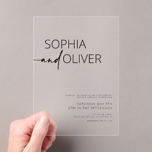 Simple Modern Wedding Acrylic Invitations (Insitu (Handheld))