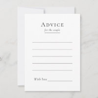 Simple Modern Wedding Advice Card