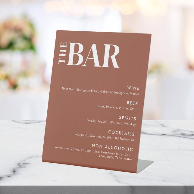 Simple Modern Wedding Bar Menu Pedestal Sign (Creator Uploaded)
