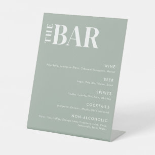 Simple Modern Wedding Bar Menu Pedestal Sign