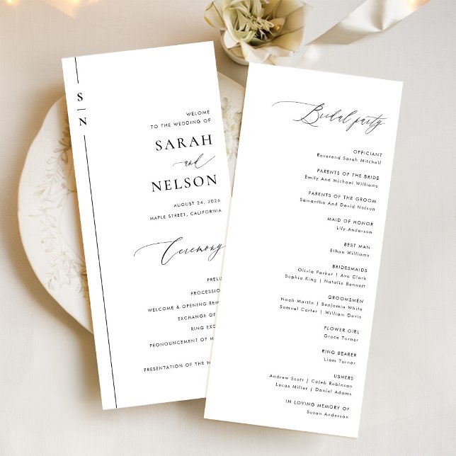 Simple Modern Wedding Ceremony Program Invitation (Creator Uploaded)