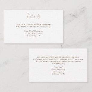 Simple Modern Wedding Details Enclosure Card