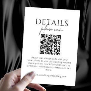 Simple Modern Wedding Details with QR Code Enclosure Card