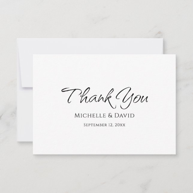 Simple Modern Wedding Elegant  Thank You Card (Front)