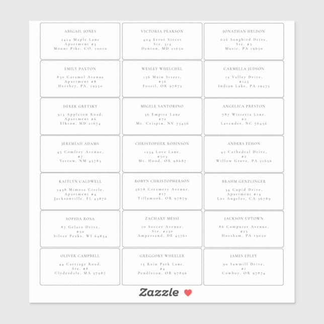 Simple Modern Wedding Guest Address Label (Sheet)