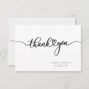 Simple Modern Wedding Hand-Lettered Thank You Card