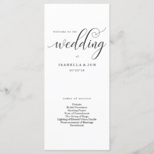 Simple Modern Wedding Mass / Ceremony Program Fan Programme