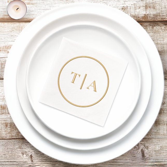 Simple Modern Wedding Monogram Foil Napkins (Insitu)