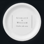 Simple Modern Wedding Paper Plates<br><div class="desc">This simple modern wedding paper plates design is a timeless fusion of classic charm and contemporary simplicity. With a focus on minimalist style, this design features clean lines, neutral tones, and a sophisticated black and white palette, ensuring every detail exudes refined simplicity. Whether you're planning a traditional ceremony or a...</div>