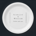 Simple Modern Wedding Paper Plates<br><div class="desc">This simple modern wedding paper plates design is a timeless fusion of classic charm and contemporary simplicity. With a focus on minimalist style, this design features clean lines, neutral tones, and a sophisticated black and white palette, ensuring every detail exudes refined simplicity. Whether you're planning a traditional ceremony or a...</div>