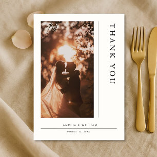 Simple Modern Wedding Photo Minimalist Thank You Card