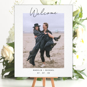 Simple Modern Wedding Photo Reception Welcome Sign