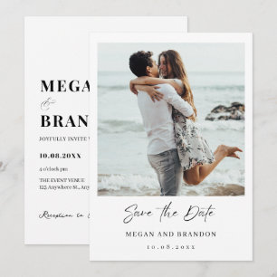 Simple modern wedding photo save the date